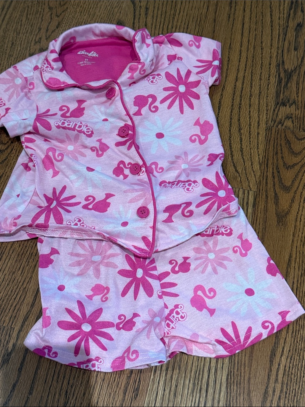 Barbie Pink Floral Logo Short Pajama Set